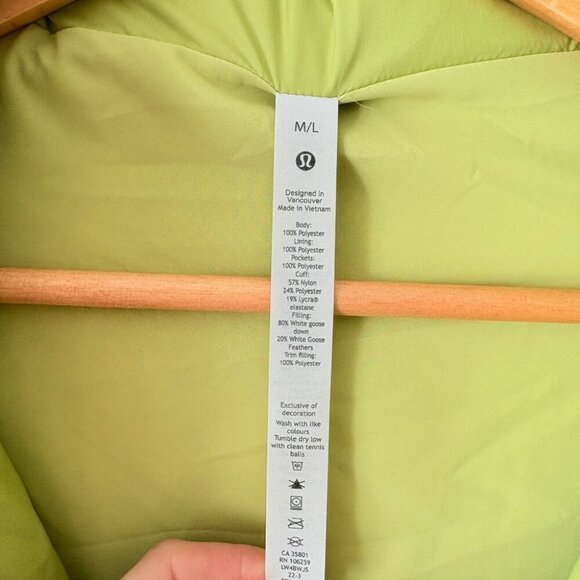 Lululemon Long Oversized Down Jacket Puffer Parka Wasabi Green M/L - Picture 8 of 8